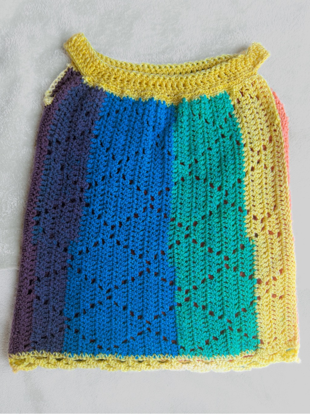 Handmade Crochet Rainbow Suspender Skirt Girls Size 4T 5+ Little Girls Dress EUC - Picture 3 of 3